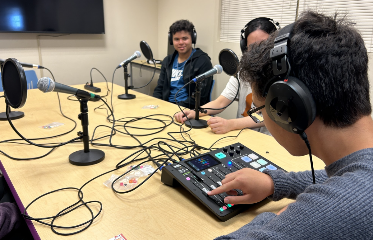 AV Journalism students use the podcasting studio to record podcasts for AV Radio. 